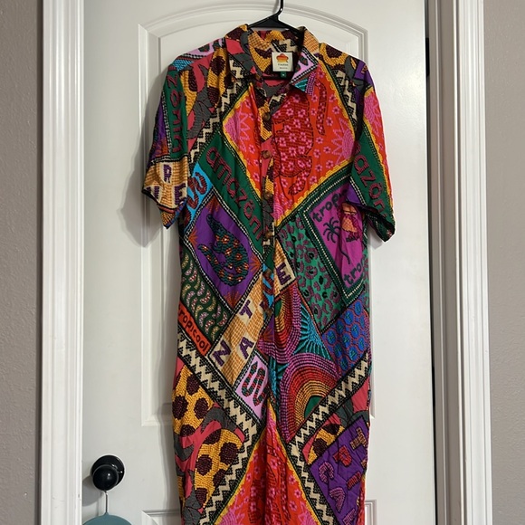 Farm Rio dotted patch scarf jumpsuit size medium - Picture 9 of 12